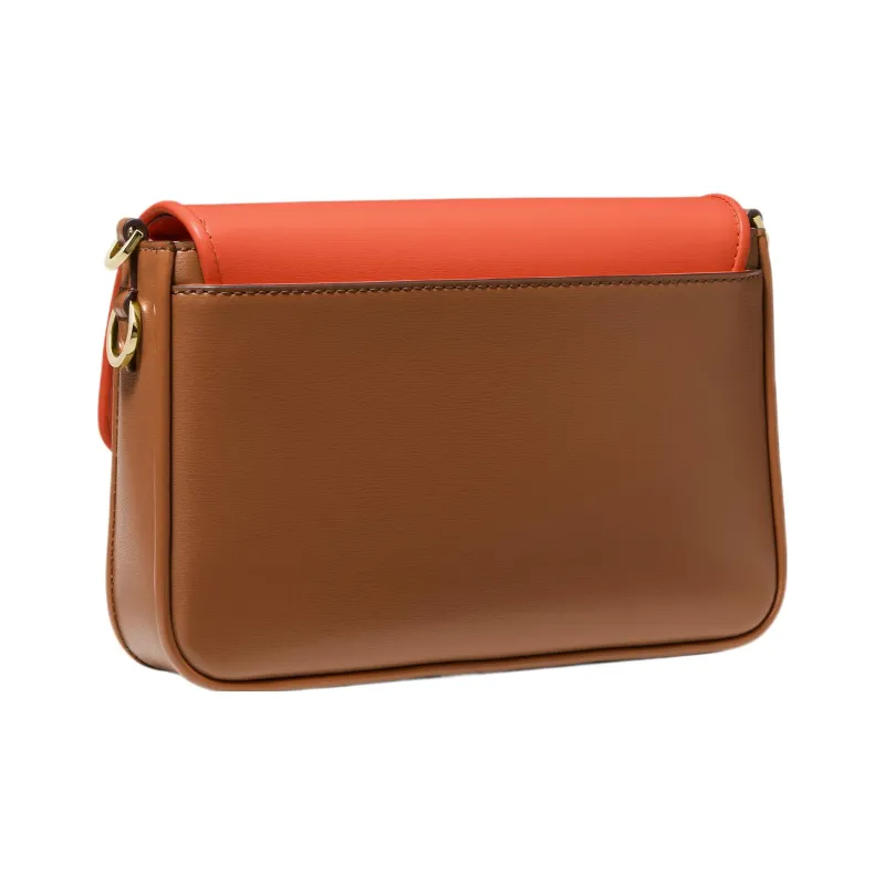 MICHAEL KORS Leather Shoulder Bag Crossbody Bag Medium Size Women's Orange Red & Acorn Brown & Milk White-1