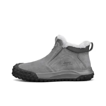 Jeep Warm Fleece Lined Padded Shoes Mid Top Outdoor Shoes Men's Gray