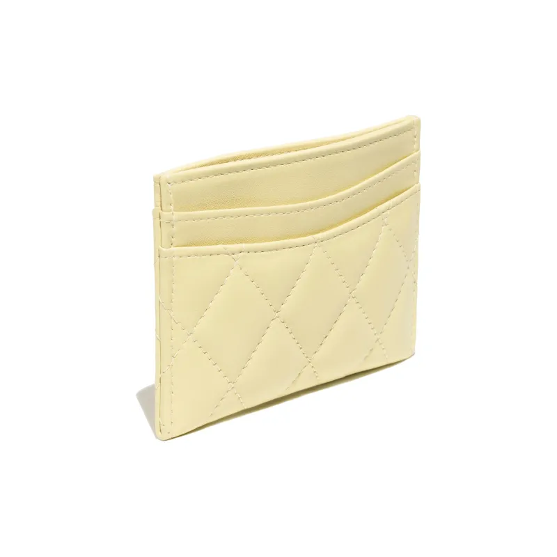 CHANEL Sheepskin Card Holder Women's Yellow-1