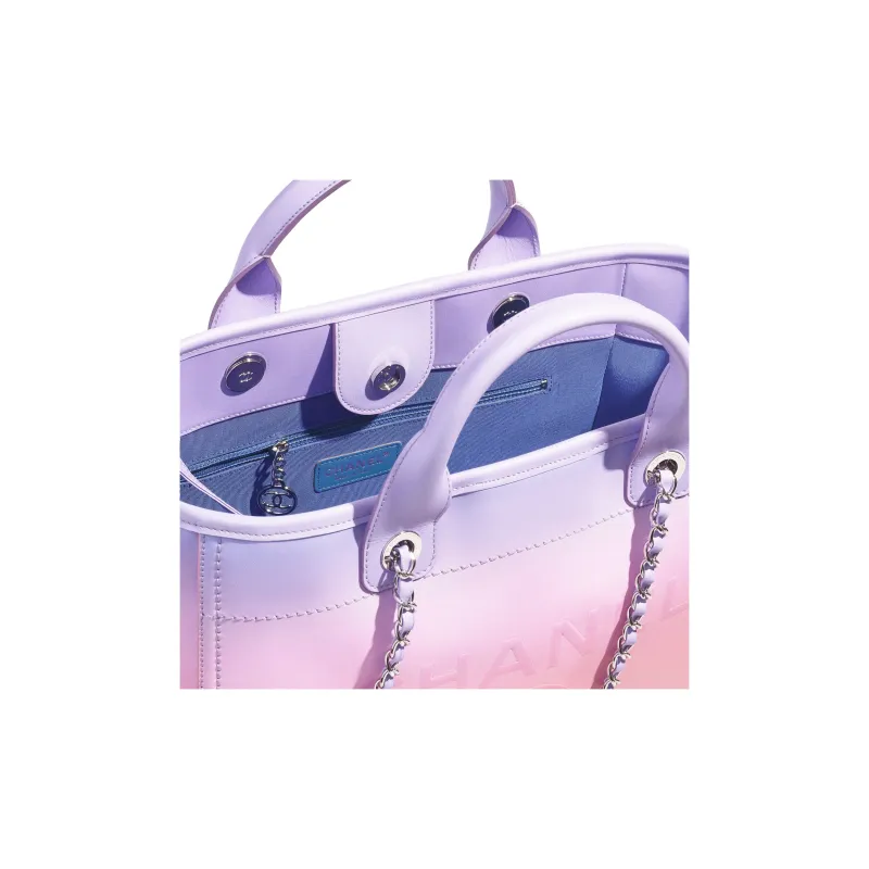 CHANEL Calfskin Beach Bag, Tote Bag, Shopping Bag, Shoulder Bag, Crossbody Bag, Handbag Women's Purple & Pink-3