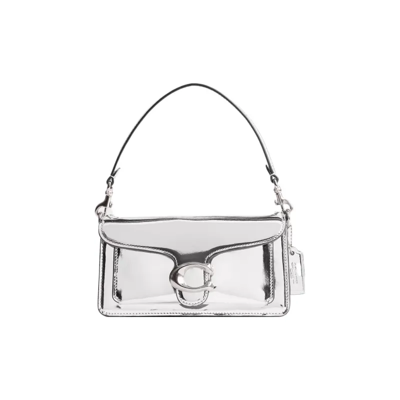 COACH Tabby Leather Messenger Bag, Handbag Mini Women's Silver-0