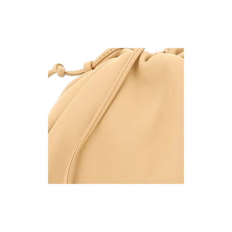 Bottega Veneta Calfskin Shoulder Bag, Cloud Bag, Clutch Mini Women's Apricot-4