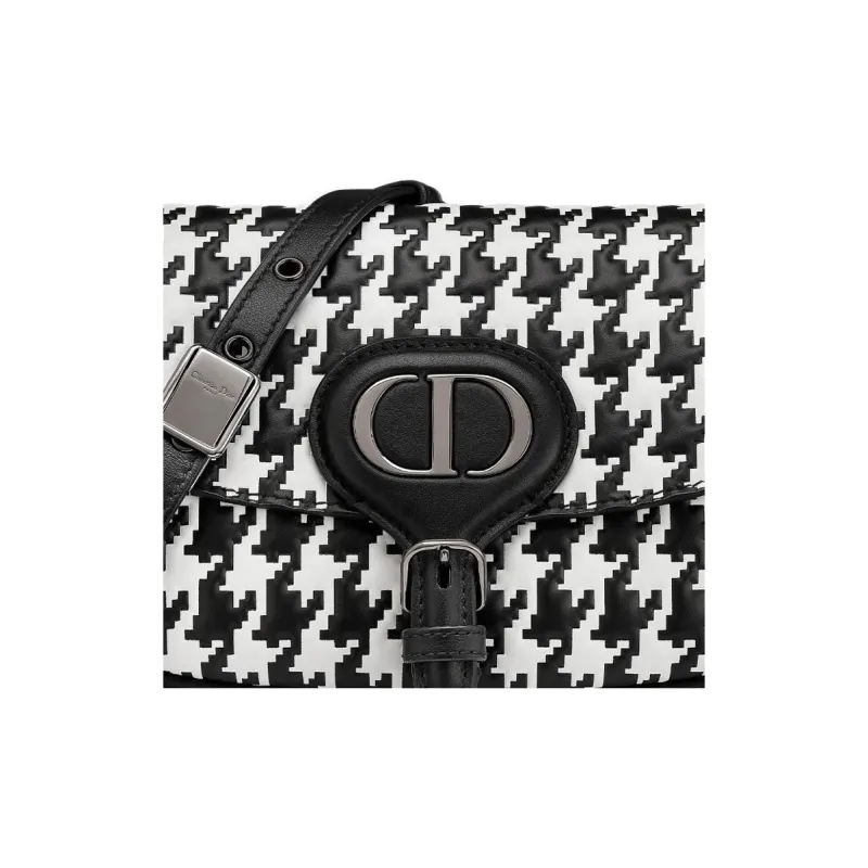 DIOR Bobby Cow Leather Shoulder Bag Crossbody Bag Women's Black/White-6