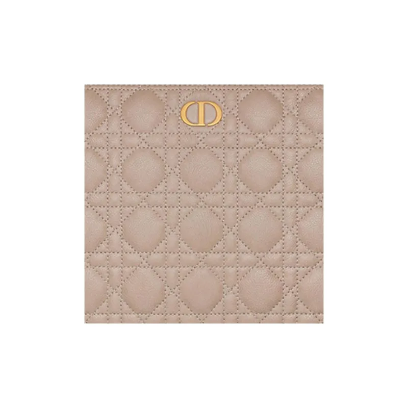 DIOR Caro Calfskin Storage Bag Portable Clutch Large Size Women's Hazelnut Berry-4