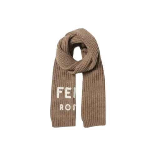 FENDI Embroidered-logo Knitted Scarf