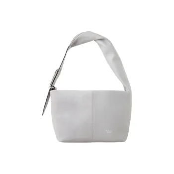 Mulberry Matte Smooth Calfskin And Goat Suede Half Moon Bag Hobo Bag Small Square Handbag Small Size Women's Light Gray
