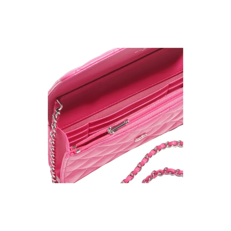 CHANEL Lambskin One Shoulder Crossbody Clutch Women's Peach Red-3