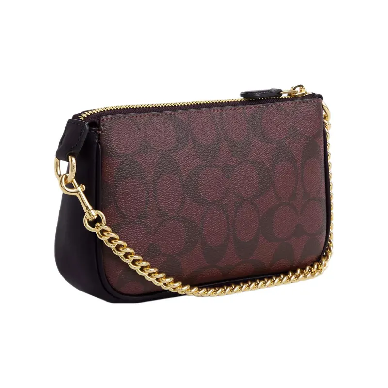 COACH Nolita Canvas With Leather Shoulder Bag Handbag Shoulder Bag Women's Gold & Dark Red Multiple Colors-1