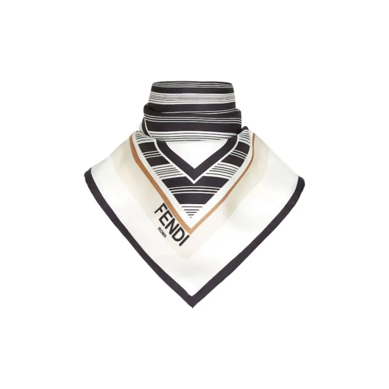 FENDI Silk Scarves Women's Black/White-1