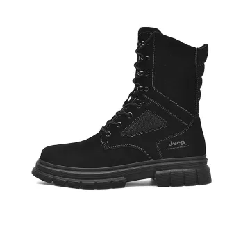 Jeep Warm Wear-Resistant Cushioning Height Increasing Crew Outdoor Boots Men's Black