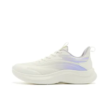 QIAODAN Cushioning, Slip Resistant, And Abrasion Resistant Low Top Training Running Shoes Women's White Purple