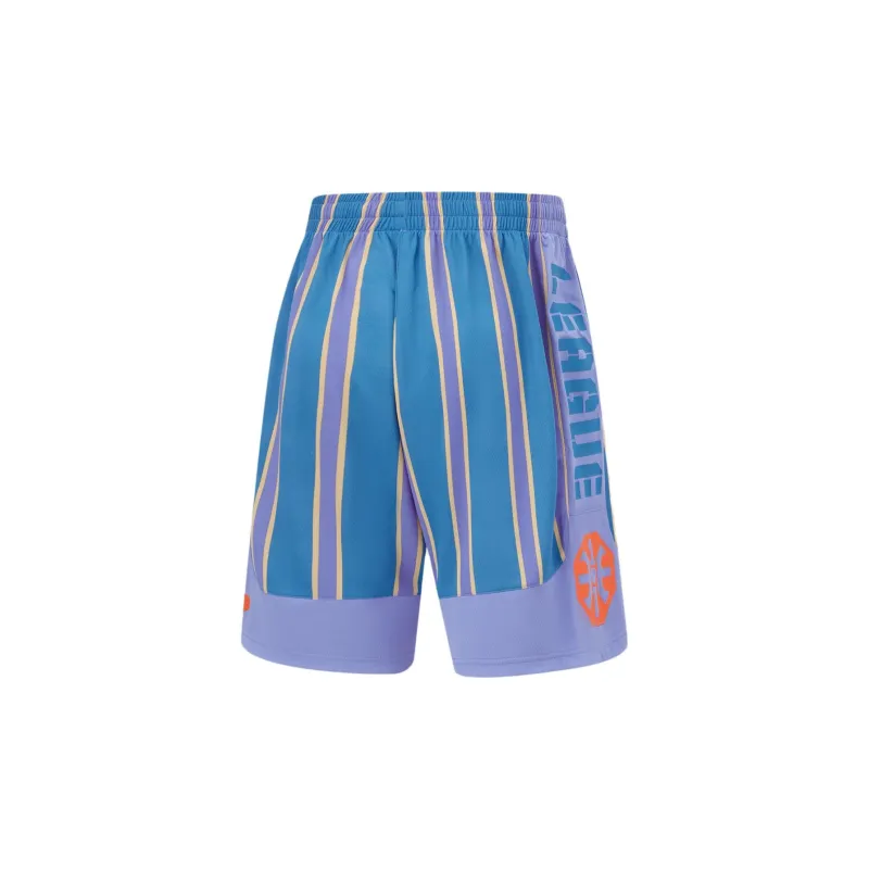 LiNing Badfive Casual Shorts Men's Plum Blue Stripes With Honeysuckle Purple-1