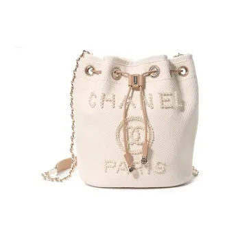 CHANEL Artificial Pearl With Gold Metal Accents Bucket Bags Shoulder Bag Crossbody Bag Women's Beige
