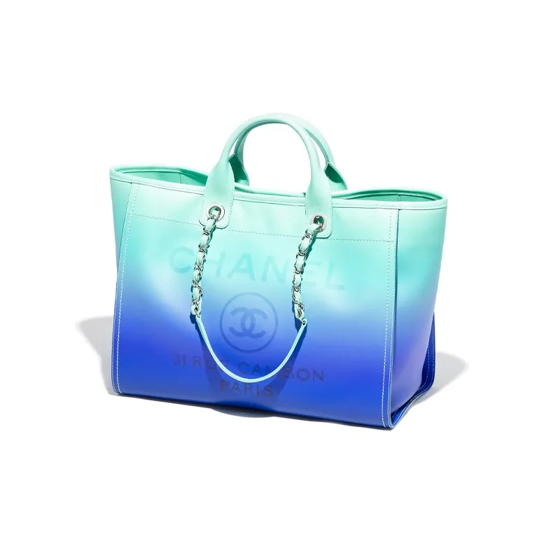 CHANEL Calfskin Tote Bag, Shopping Bag, Shoulder Bag, Crossbody Bag, Handbag Tubas Women's Turkish Blue-1