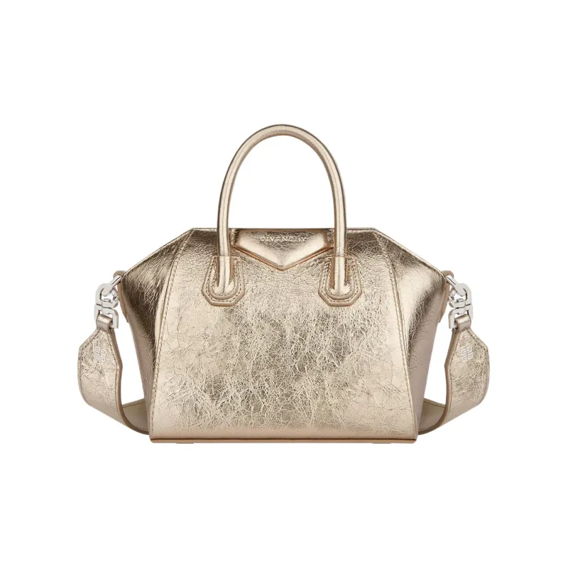 Givenchy Antigona Calfskin Shoulder Bag Crossbody Bag Handbag Mini Women's Dust Gold & Natural Beige-0