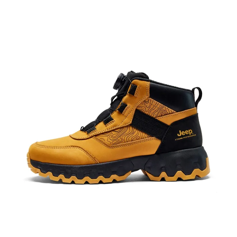 Jeep Breathable Warm Water Resistant Wear Resistant Cushioning Outdoor Boots Men's Black Yellow-0