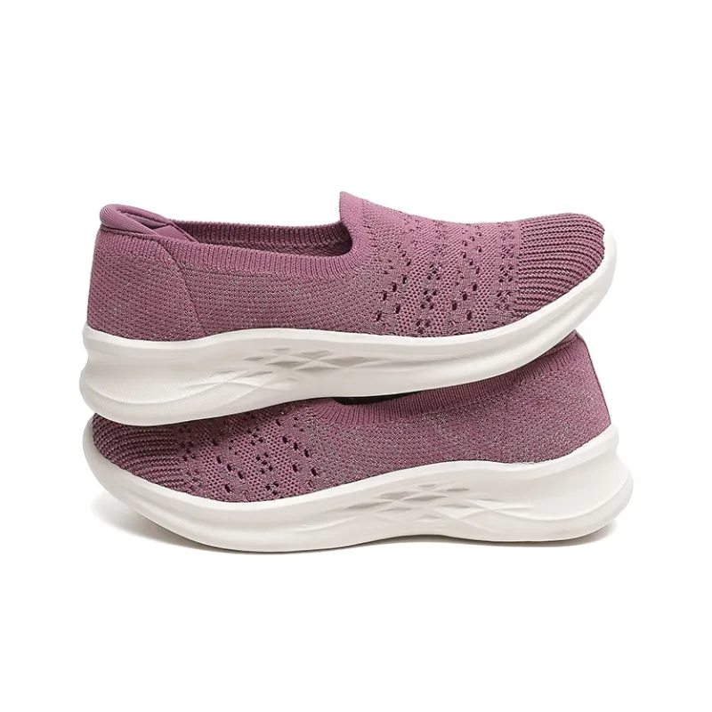 Mulinsen Cushioning Rebound Height Increasing Lightweight Breathable Quick Dry Low Top Casual Shoes Women's Purple-5