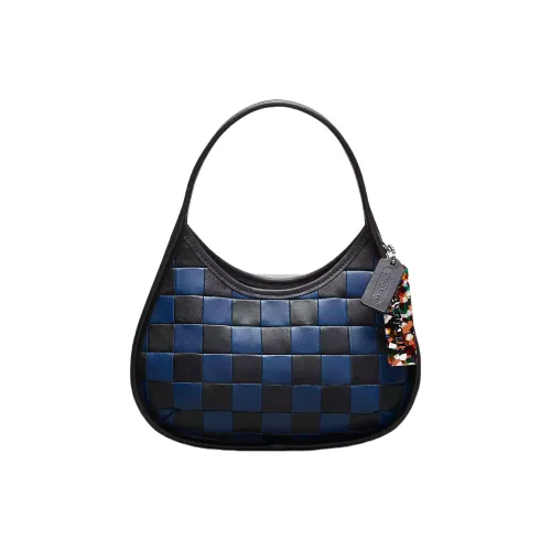 Coachtopia Refined Leather Shoulder Bag, Handbag, Shoulder Bag Medium Size Women's Midnight Marine Blue & Black