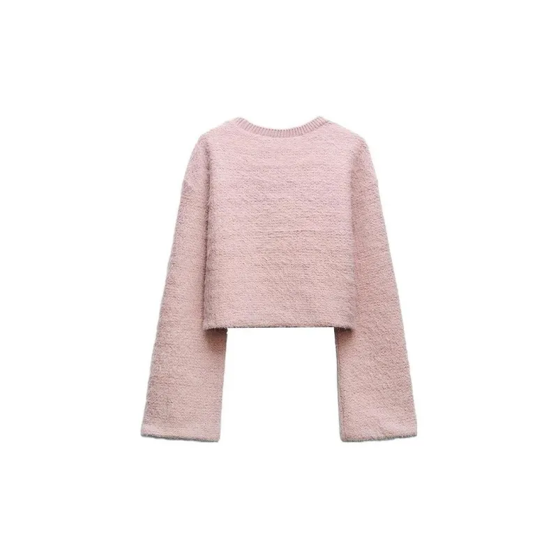 ZARA Crop Tops Women's Light Pink Red-1