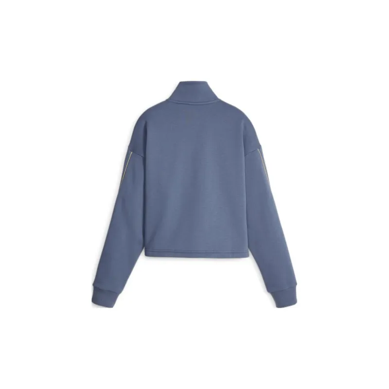 PUMA ESS+ Essentials+ MINIMAL GOLD Half Zip Mock Neck Fleece Sweatshirt Women's Blue-1