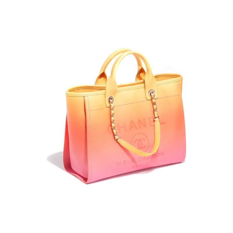 CHANEL Gradient Calfskin Tote Bag Shopping Bag Shoulder Bag Crossbody Bag Handbag Women's Orange/Coral/Pink-1