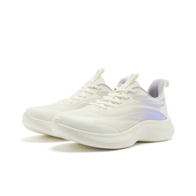 QIAODAN Cushioning, Slip Resistant, And Abrasion Resistant Low Top Training Running Shoes Women's White Purple-2