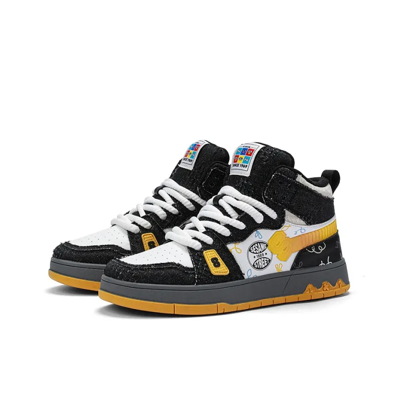 SESAME STREET Cushioned Wear-Resistant Lightweight Height Increasing High-Top Skateboard Shoes Unisex-12