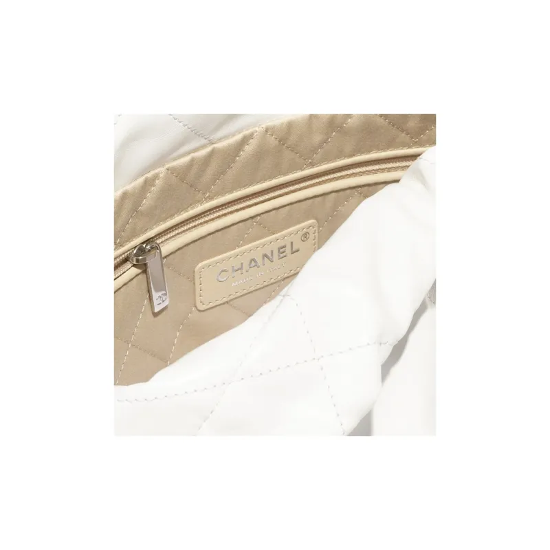 CHANEL 22Bag Shiny Calfskin Handbag, Shoulder Bag Small Size Regular Women's White-3