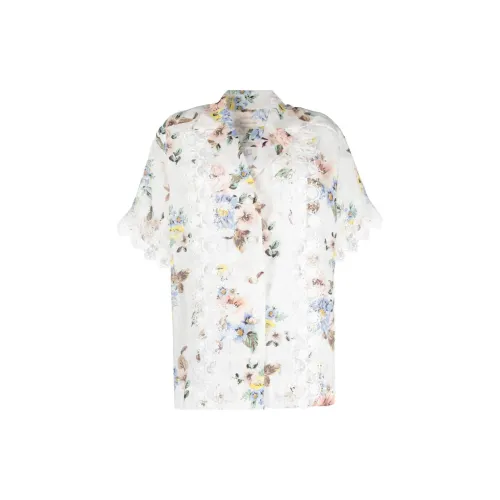 Zimmermann Floral-print Lace-appliqué Shirt