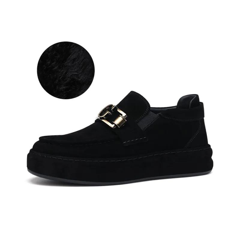 U7 Men's Casual Shoes Men High Top Black-0