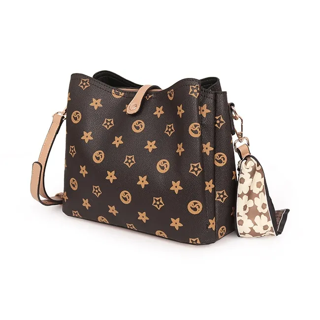 CHISIY Artificial Leather Tote Bag Shopping Bag Bucket Bag Shoulder Bag Regular Women's Brown-14