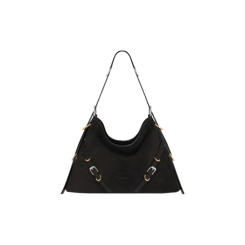 Givenchy Voyou Suede Cow Leather Portable Crossbody Bag, Shoulder Bag Women's Black-0
