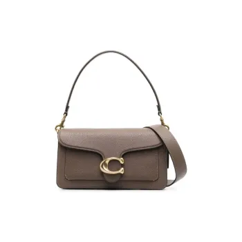COACH Tabby Polished Textured Leather Handbag, Shoulder Bag Medium Size Women's Dark Brown