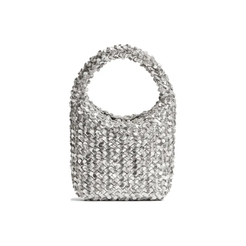 Bottega Veneta CABAT Lambskin Bucket Bag Handbag Trumpets Women's Silver-0