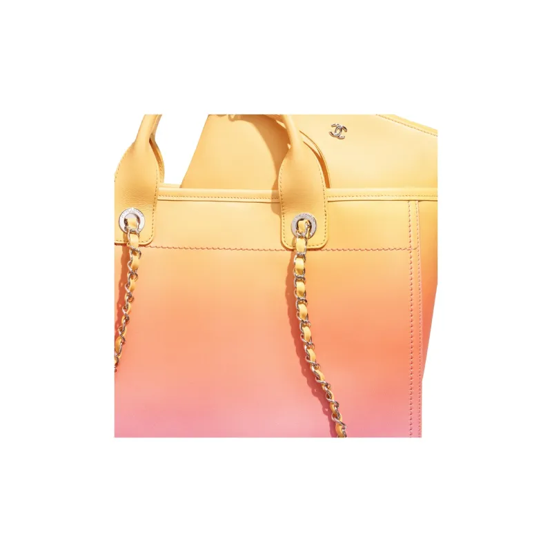 CHANEL Gradient Calfskin Tote Bag Shopping Bag Shoulder Bag Crossbody Bag Handbag Women's Orange/Coral/Pink-3