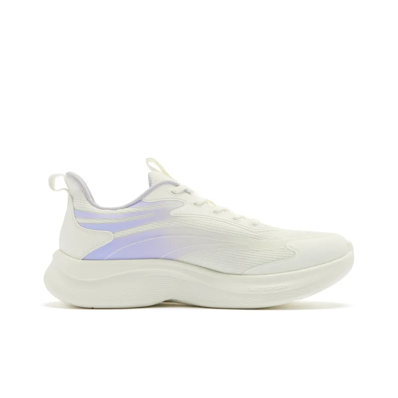 QIAODAN Cushioning, Slip Resistant, And Abrasion Resistant Low Top Training Running Shoes Women's White Purple-1
