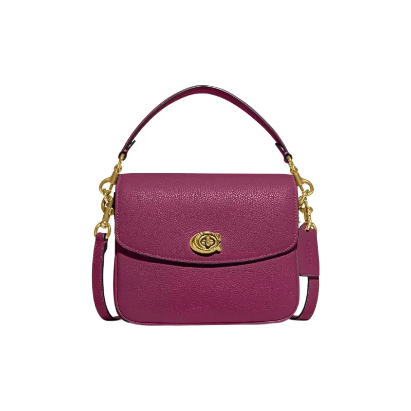 COACH Cassie Pebble Leather Handbag, Crossbody Bag, Shoulder Bag Women's Brass With Deep Plum-0