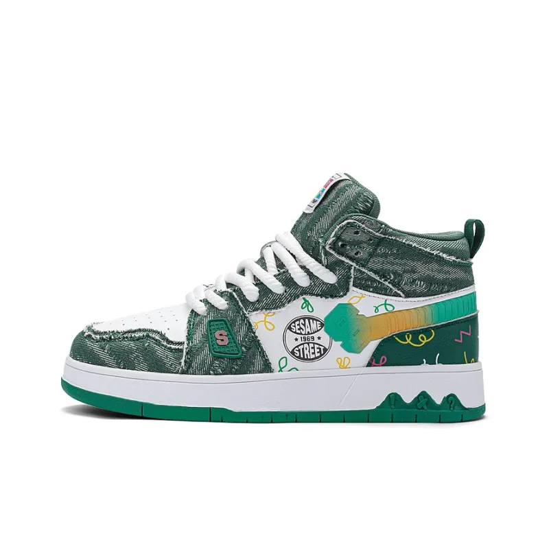 SESAME STREET Cushioned Wear-Resistant Lightweight Height Increasing High-Top Skateboard Shoes Unisex-0