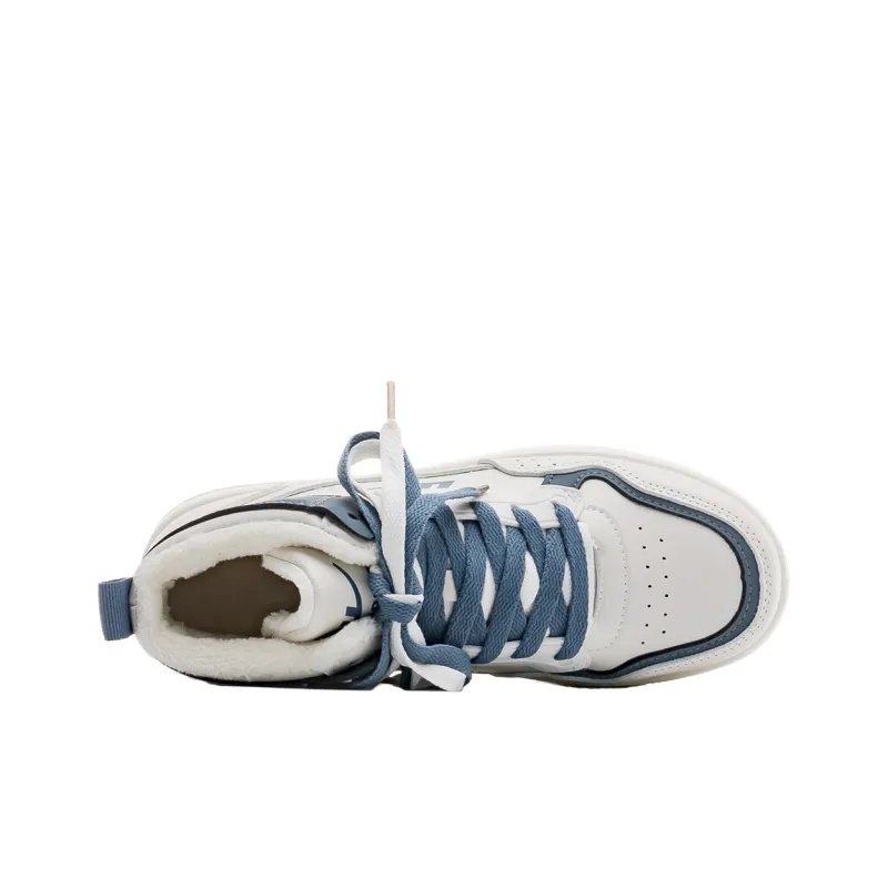 WARRIOR Skateboard Shoes Unisex High Top Beige Blue-2