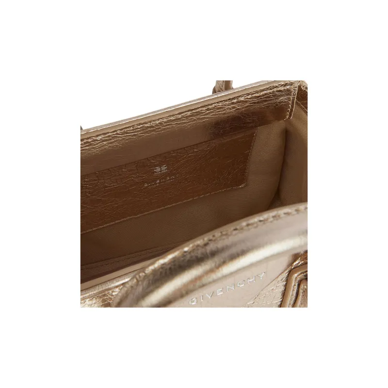 Givenchy Antigona Calfskin Shoulder Bag Crossbody Bag Handbag Mini Women's Dust Gold & Natural Beige-4