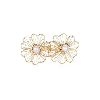 COCOKIM Freshwater Pearl Brooches Unisex Gold