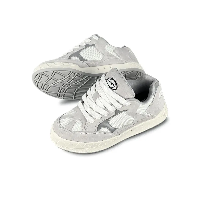 VFDF Puffy Shoes Low Top Skateboard Shoes Unisex Vintage Gray-3