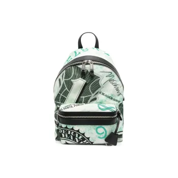 MOSCHINO Calfskin Backpack Men's Mint Green With Black Accents