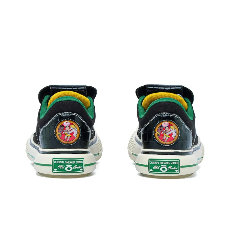 AFGK x OLD ORDER Big Head Shoes Wear Resistant Height Increasing Low Top Canvas Shoes Unisex Black Green-2