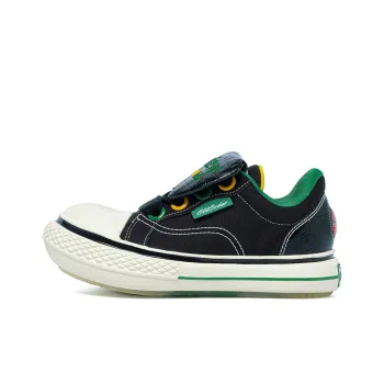 AFGK x OLD ORDER Big Head Shoes Wear Resistant Height Increasing Low Top Canvas Shoes Unisex Black Green