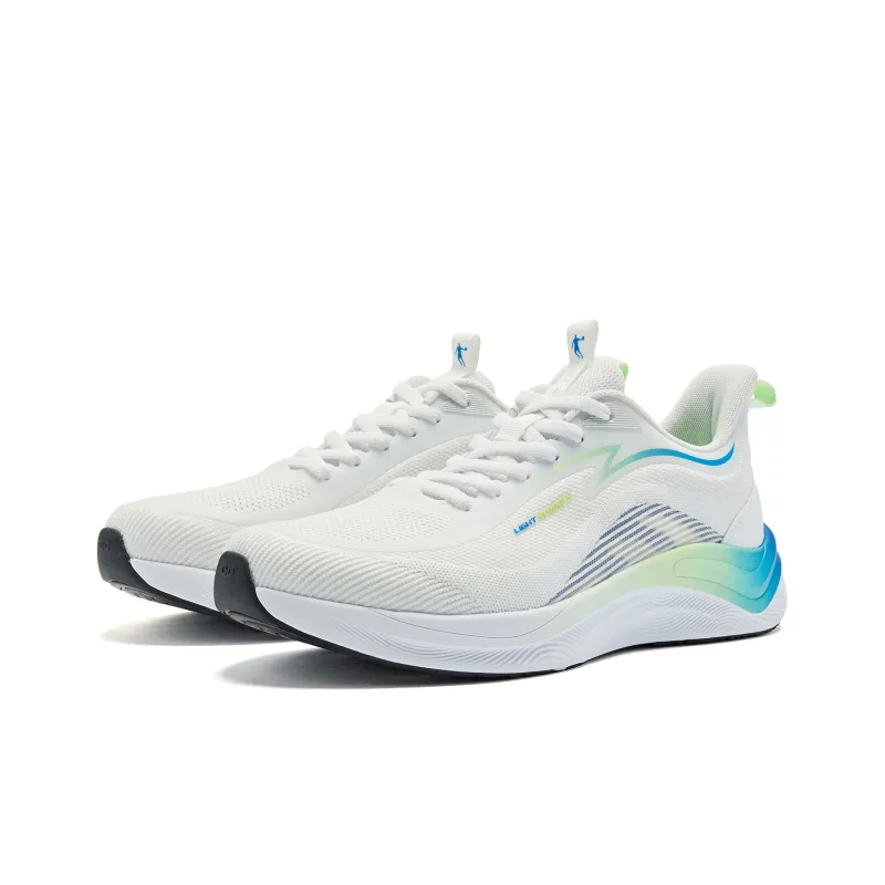 QIAODAN Chifeng Wear-Resistant Breathable Slip-Resistant Low-Top Super-Light Q-COZY SOFT Running Shoes Men's Blue White-2