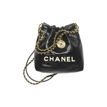 CHANEL 22Bag Shiny Calfskin Bucket Bag, Crossbody Bag, Shoulder Bag Mini Women's Black