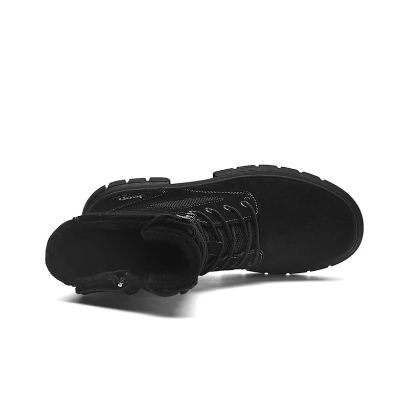 Jeep Warm Wear Resistant Cushioning Height Increasing Crew Outdoor Boots Men's Black-2