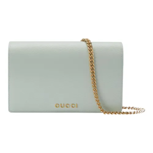 GUCCI Leather Shoulder Bag Crossbody Bag Wallets Women's Light Green
