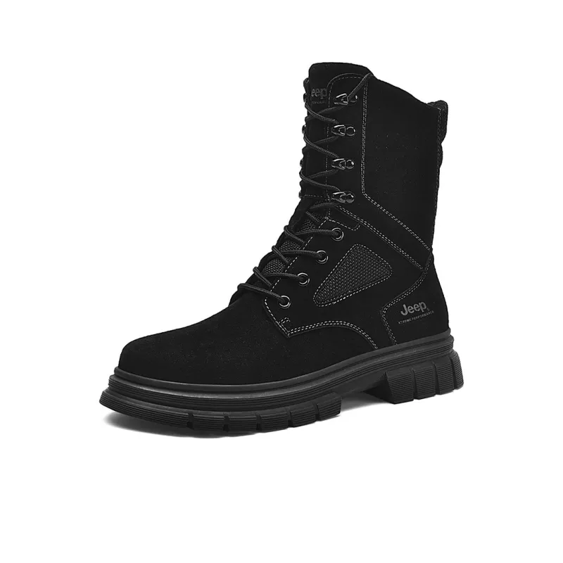 Jeep Warm Wear Resistant Cushioning Height Increasing Crew Outdoor Boots Men's Black-1